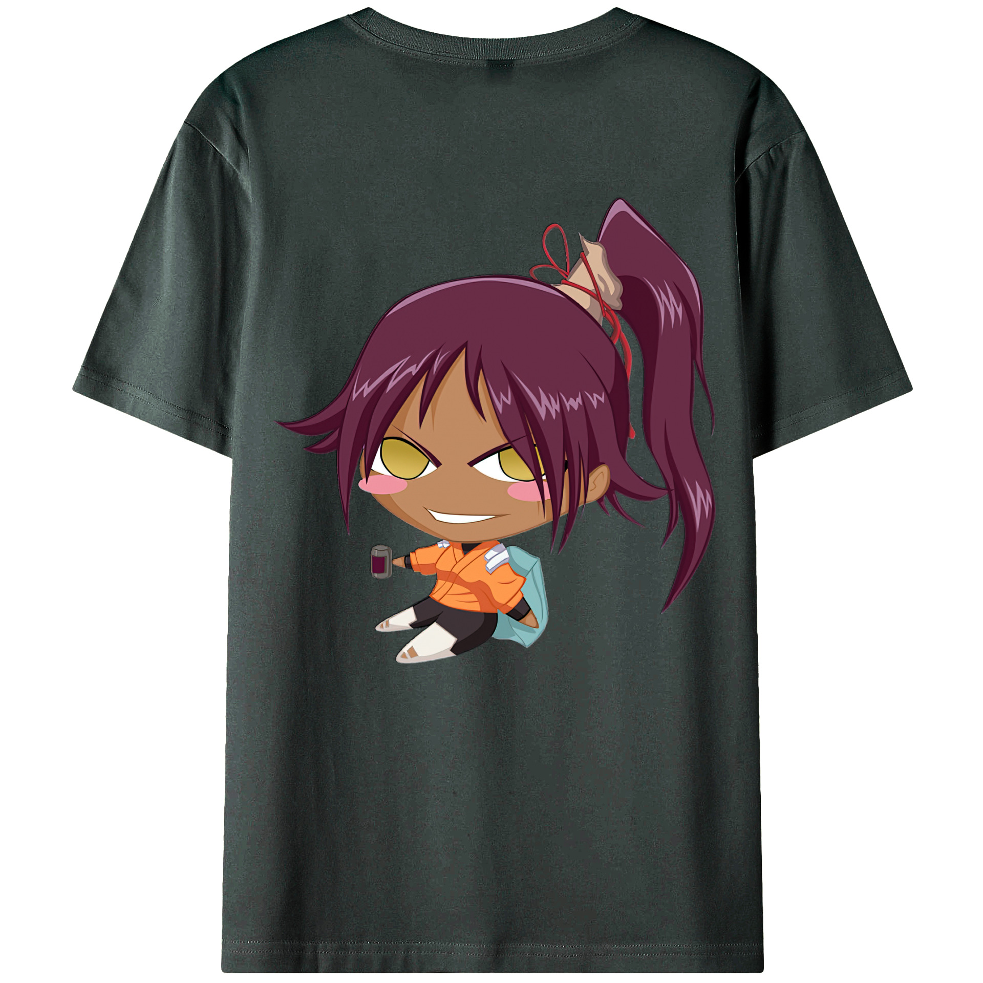 （画像用） ブリーチ 四楓院 夜一（しほういん よるいち） BLEACH Shihouin Yoruichi 綿100％ メンズ半袖Tシャツ（バックプリント） 通気性